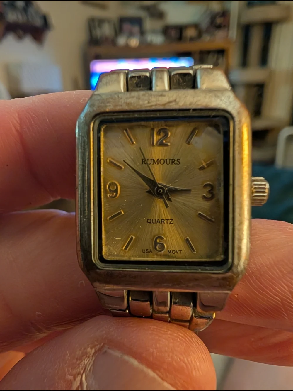 Rumours Square Face With U.S.A. Quartz Watch in Silver with Gold Dial New Batter
